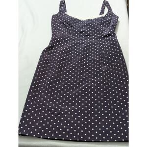 VTG Victor Costa Navy Polka Dot Satin Cocktail Dress Pin Up Elegant Sz 8 USA